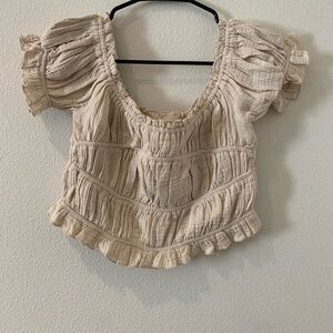 Ocean Drive Beige Ruffled Blouse